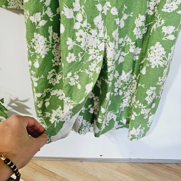 Ann Taylor Loft Green & White Floral Linen Blend Coat Size 6《917》J - Picture 8 of 11